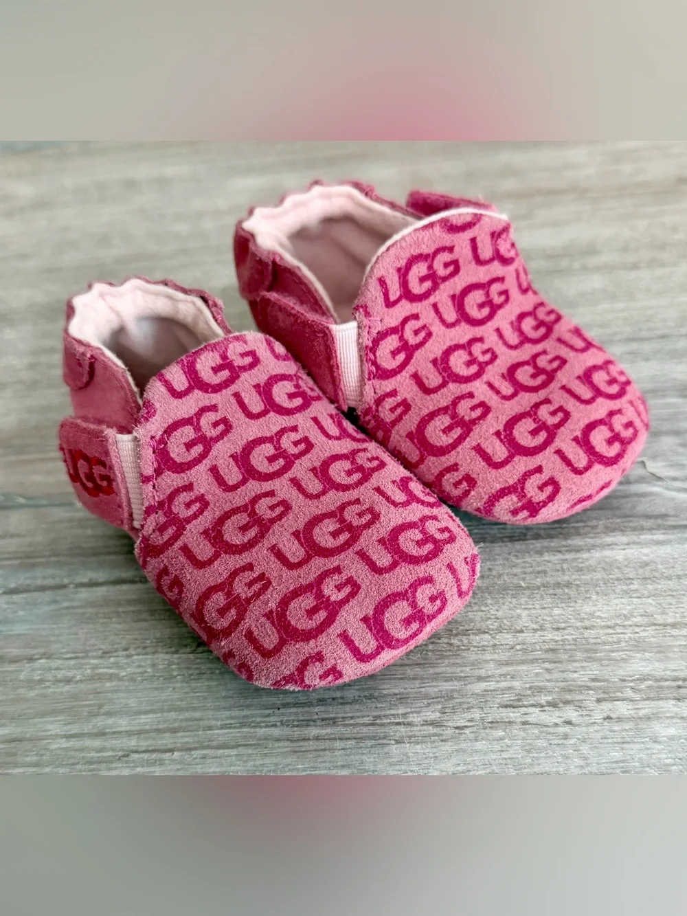 UGG Suede Light Dark Pink Logo Baby Slip-On Booties Designer Slippers 1